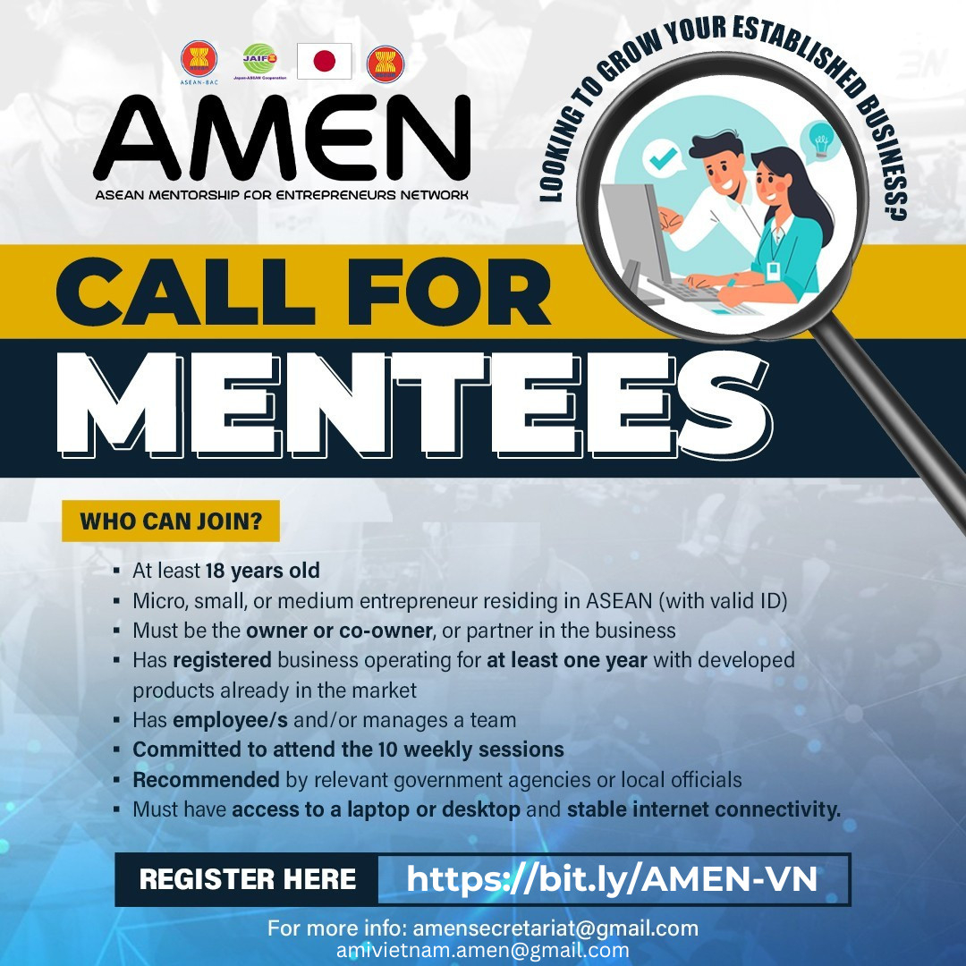 Mời doanh nghiệp đăng ký nhận tư vấn từ mạng lưới cố vấn doanh nghiệp ASEAN (AMEN)